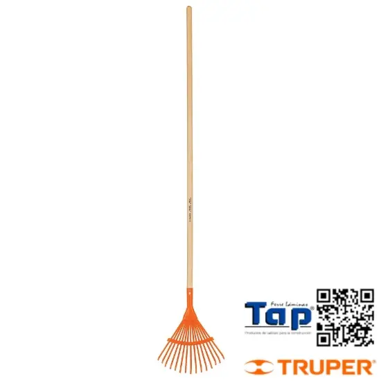 Imagen de ESCOBA MET P JARDIN CABEZA CURVA 15 DIENTES TRUPER