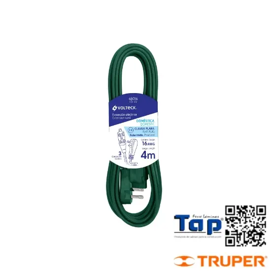 Imagen de EXT ELECTRICA DOMESTICA  3 M VERDE C CLAVIJA PLANA