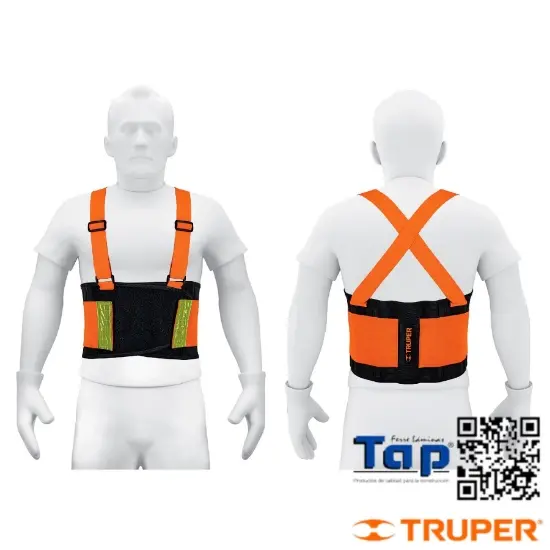 Imagen de FAJA LUMBAR NARANJA C CINTAS ALTA VISIBILIDAD  CH TRUPER