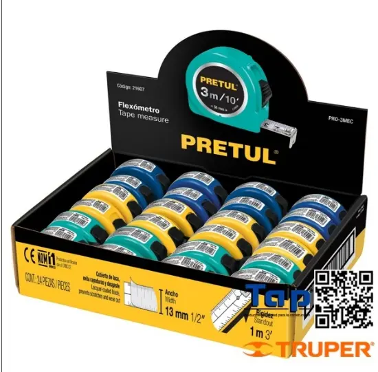 Imagen de FLEXOMETRO 3 M CINTA 13 MM DISPLAY BOX C 24 PZAS PRETUL
