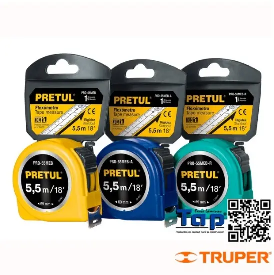 Imagen de FLEXOMETRO AZUL 5.5 M CINTA 25 MM EN TARJETA PRETUL