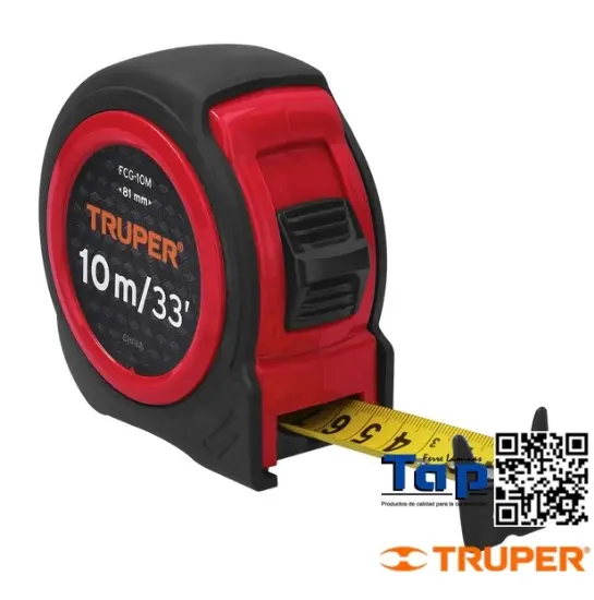 Imagen de FLEXOMETRO COMPACTO 10 M C GRIP CINTA 25 MM TRUPER
