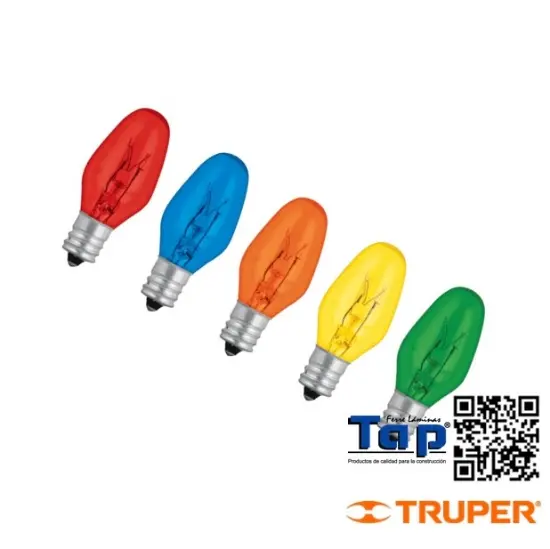 Imagen de FOCOS INCANDESCENTES COLORES BASE E12 7.5W CAJA C 50
