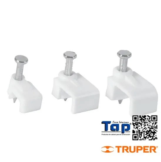 Imagen de GRAPAS BLANCAS  5X8.5 MM P CABLE PLANO BOL 20