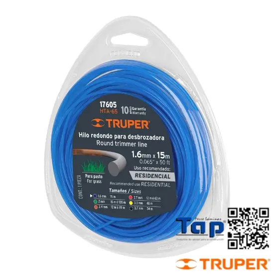 Imagen de DESBROZADORA HILO 1.6 MMX15 M TRUPER ROLLO B