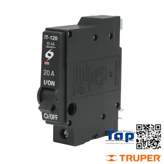 Imagen de INTERRUPTOR TERMOMAGNETICO 1 POLO 20 A VOLTECK