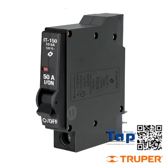 Imagen de INTERRUPTOR TERMOMAGNETICO 1 POLO 50 A VOLTECK