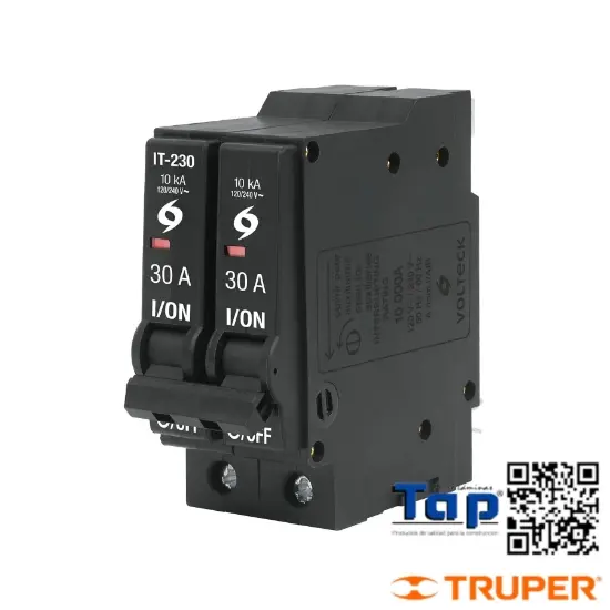 Imagen de INTERRUPTOR TERMOMAGNETICO 2 POLOS 30 A VOLTECK