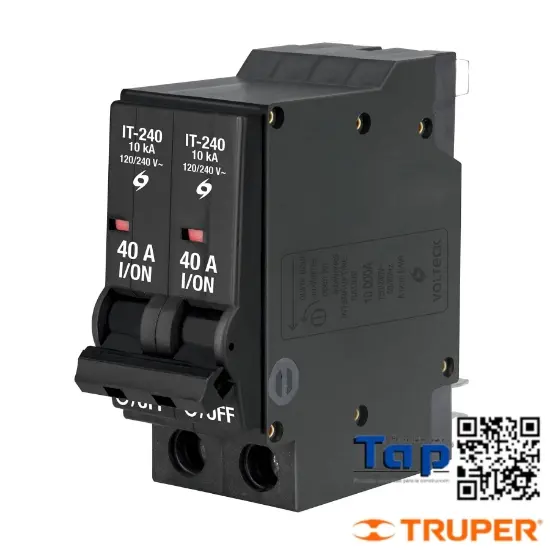 Imagen de INTERRUPTOR TERMOMAGNETICO 2 POLOS 40 A VOLTECK