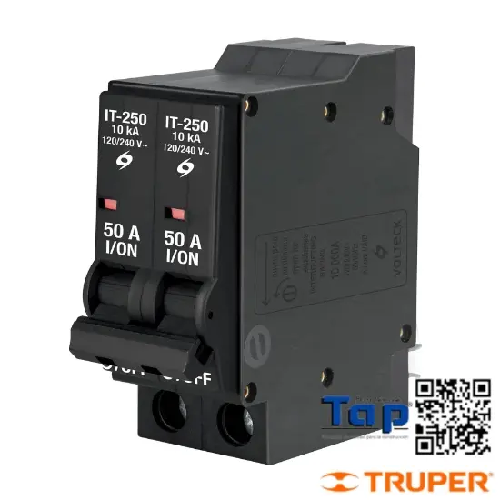 Imagen de INTERRUPTOR TERMOMAGNETICO 2 POLOS 50 A VOLTECK