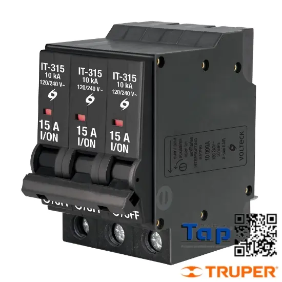 Imagen de INTERRUPTOR TERMOMAGNETICO 3 POLOS 15 A VOLTECK