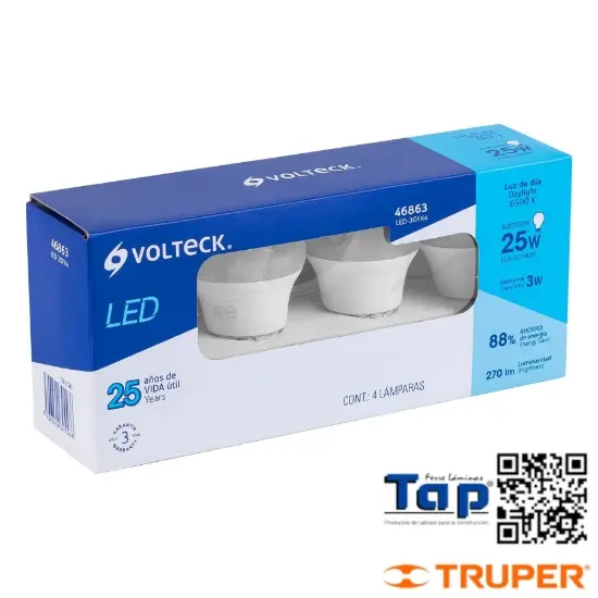 Imagen de LAMP LED A19  9 W LUZ DIA CAJA VOLTECK PACK 4
