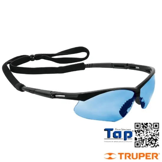 Imagen de LENTE SEGURIDAD AZUL ANTIEMPAÑO C CORDON AJUST SPORT