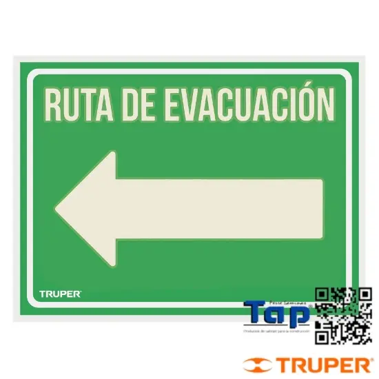 Imagen de LETRERO SEÑALIZACION "RUTA EVACUACION IZQUIERDA",21X28 CM