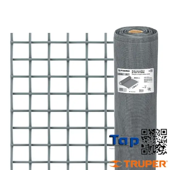 Imagen de MALLA MOSQUITERA FIBRA VIDRIO GRIS ROLLO 30 MX1.5M