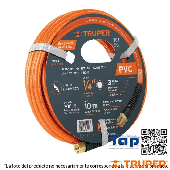 Imagen de MANGUERA 009 3/8" PVC P COMPRESOR TRUPER ROLLO 10M