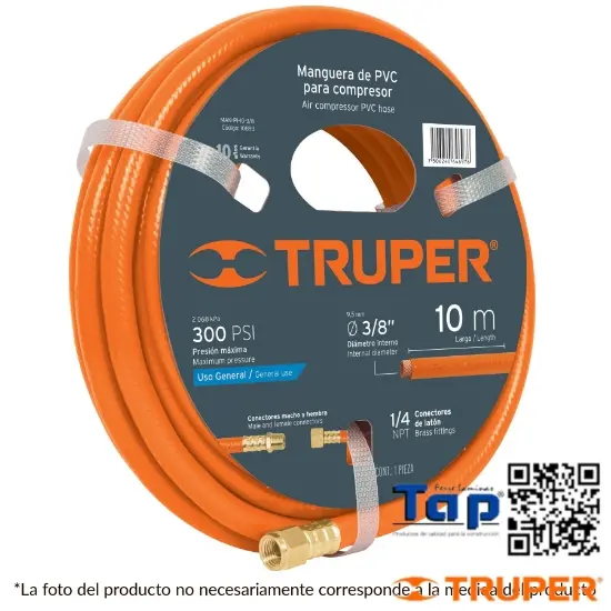 Imagen de MANGUERA 009 3/8" PVC P COMPRESOR TRUPER ROLLO 15M