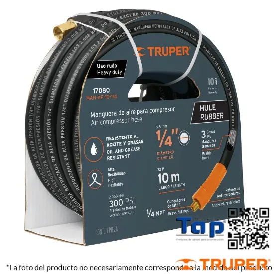 Imagen de MANGUERA 013 1/2" HULE P COMPRESOR ROLLO 15M