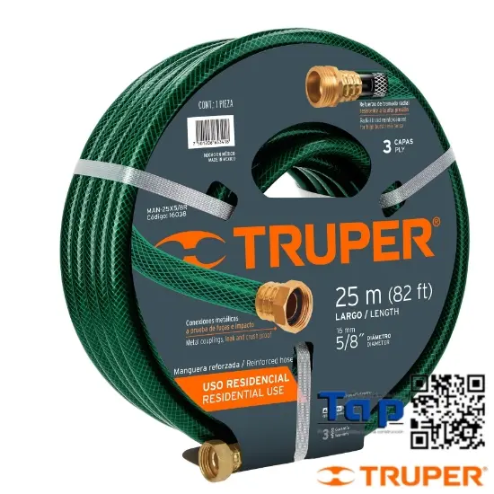 Imagen de MANGUERA 013 1/2" REFORZADA 3 CAPAS 10 M CONEXION METAL