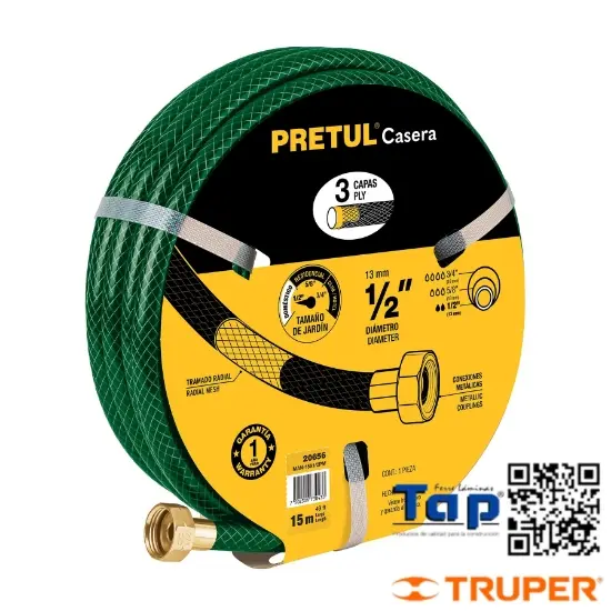 Imagen de MANGUERA 013 1/2" REFZDA 3 CAPAS 15M CONEXION METAL PRETUL
