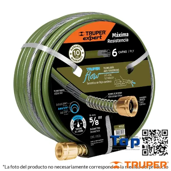 Imagen de MANGUERA 015 5/8" ANTI-TORCEDURAS 6 CAPAS 25M CONEXION D/MET