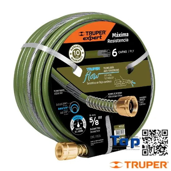 Imagen de MANGUERA 015 5/8" ANTI-TORCEDURAS 6 CAPAS 30M CONEXION D/MET