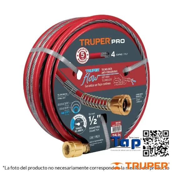 Imagen de MANGUERA 015 5/8" SUPER REFZDA 4 CAPAS 20 M CONEXION METAL