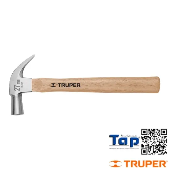 Imagen de MARTILLO CABEZA CONICA 27 MM UÑA CURVA MANGO MAD TRUPER