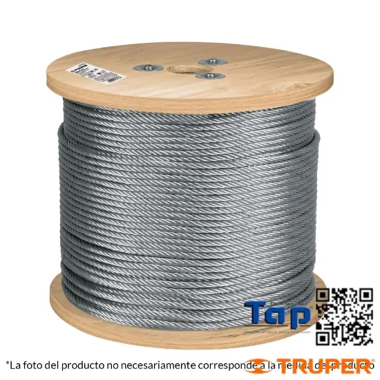 Imagen de CABLE FLEX 004 3/16" ACERO 7X19 HILOS 300 M X METRO