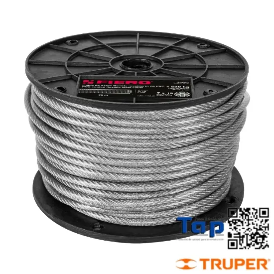 Imagen de CABLE FLEX 004 3/16" ACERO 7X19 RECUBIERTO PVC  75 M X METRO