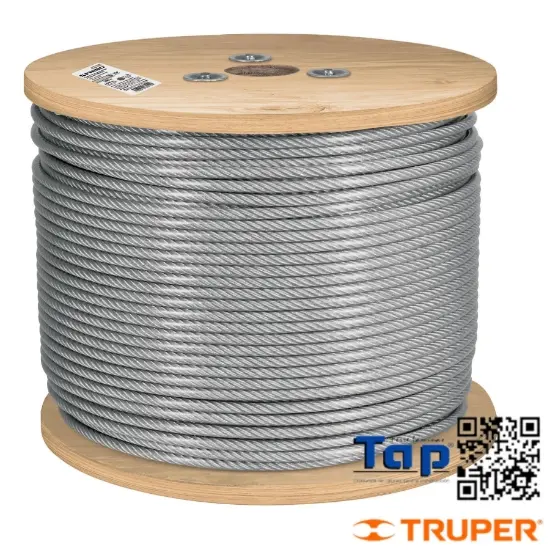 Imagen de CABLE FLEX 004 3/16" ACERO 7X19 RECUBIERTO PVC 300 M X METRO