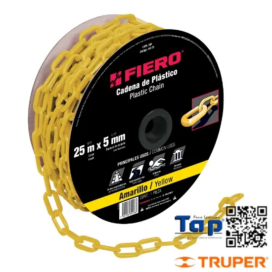 Imagen de CADENA 5 MM PCO AMARILLA CARRETE 25 M X METRO