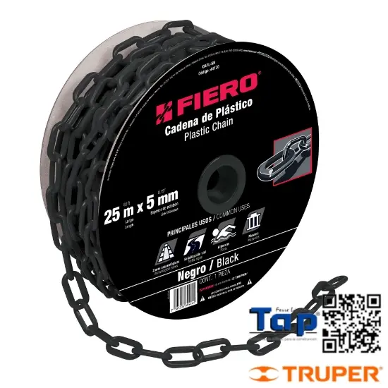 Imagen de CADENA 5 MM PCO NEGRA CARRETE 25 M X METRO