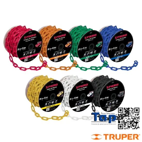 Imagen de CADENA 8 MM PCO BLANCA CARRETE 25 M X METRO