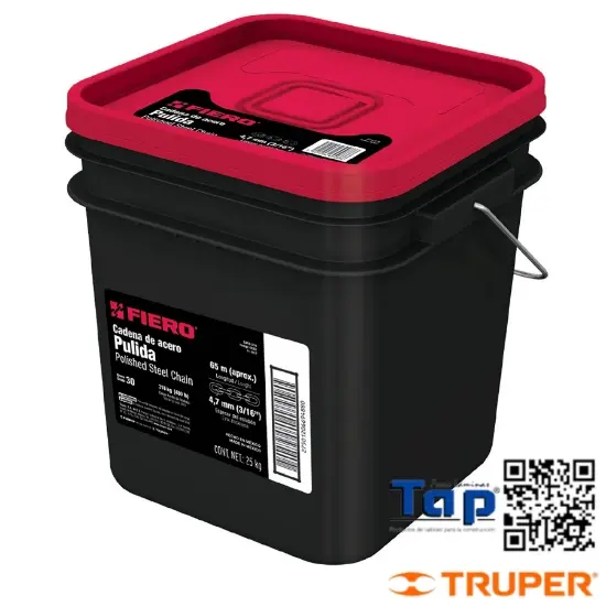 Imagen de CADENA PULIDA 006 1/4" 35 M X METRO EN CUBETA FIERO