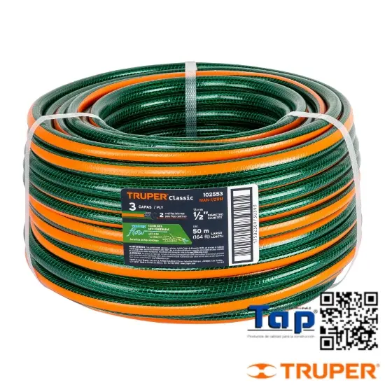 Imagen de MANGUERA 013 1/2" 3 CAPAS EN ROLLO  50 M X METRO TRUPER