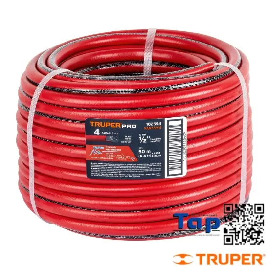 Imagen de MANGUERA 013 1/2" 4 CAPAS EN ROLLO  50 M X METRO TRUPER