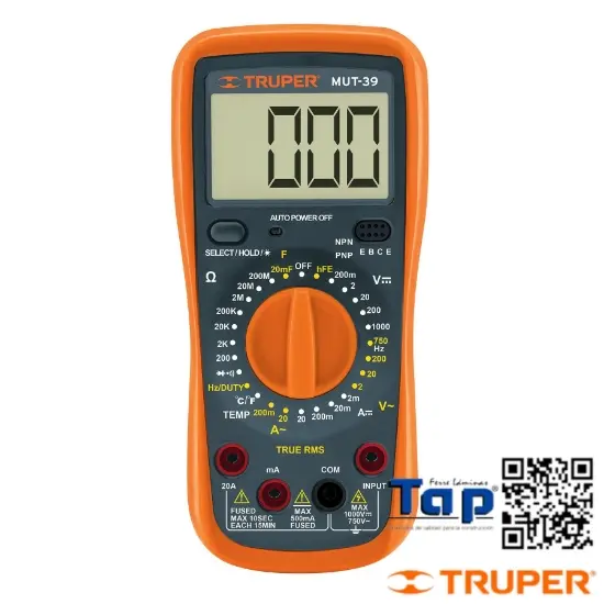 Imagen de MULTIMETRO DIGITAL PROF C RMS VERDADERO TRUPER