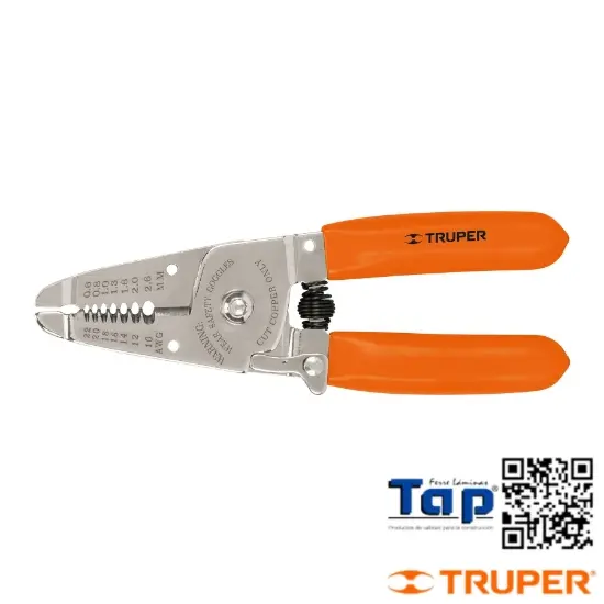 Imagen de PINZA 150 6" PELA CABLES 22 A 10 AWG TRUPER