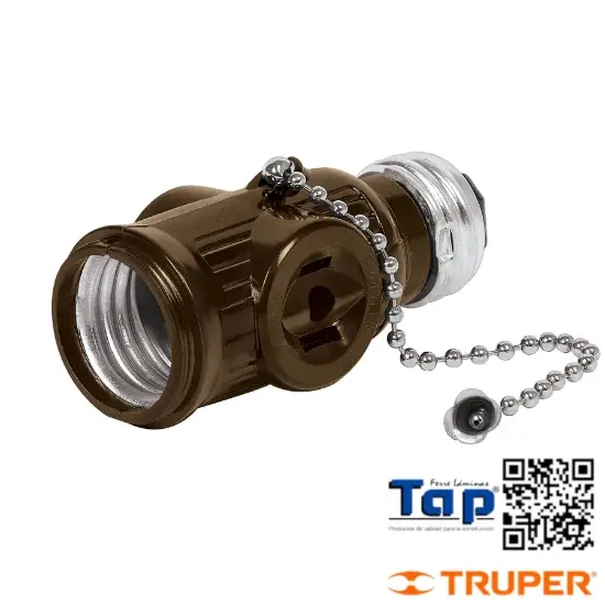 Imagen de PORTALAMP BAQUELITA CADENA Y DOBLE CONTACTO VOLTECK