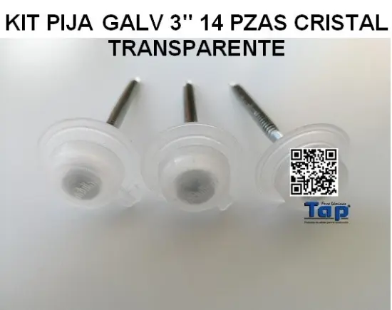 Imagen de KIT PIJA GALV 3" 14 PZAS CRISTAL TRANSPARENTE
