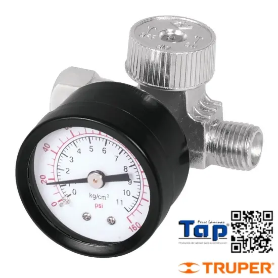 Imagen de REGULADOR AIRE C MANOMETRO CUERDA 006 1/4" NPT TRUPER