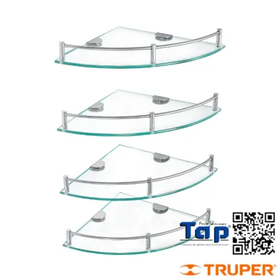 Imagen de REPISAS ESQUINERAS VIDRIO FOSET BASIC JGO 4