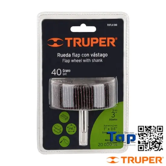 Imagen de RUEDA FLAP 075 3" GRANO  40 TRUPER