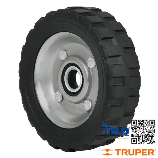 Imagen de RUEDA HULE SOLIDO 125 5" P DIABLO UN BALERO PRETUL