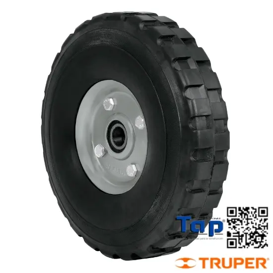 Imagen de RUEDA HULE SOLIDO 225 9" P DIABLO DOBLE BALERO PRETUL