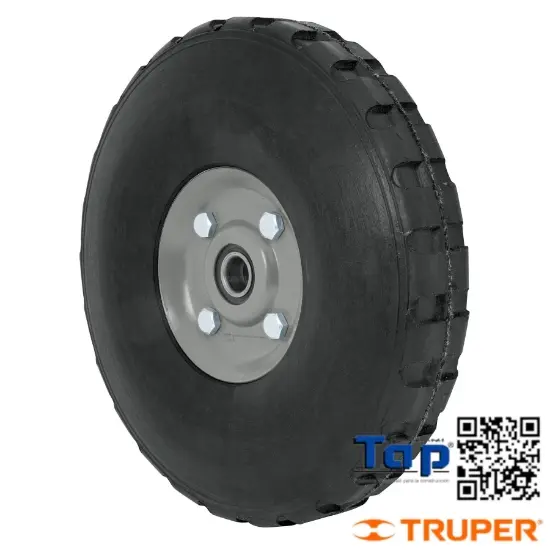 Imagen de RUEDA HULE SOLIDO 250 10" P DIABLO DOBLE BALERO PRETUL