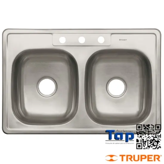 Imagen de TARJA EMPOTRAR DOBLE TINA 86X56 CM FOSET A