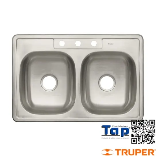 Imagen de TARJA EMPOTRAR DOBLE TINA 86X56 CM FOSET B