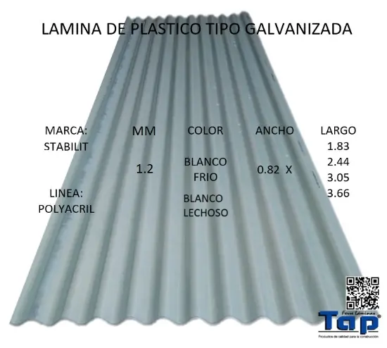 Imagen de LAMINA DE PLASTICO T GALVANIZADA